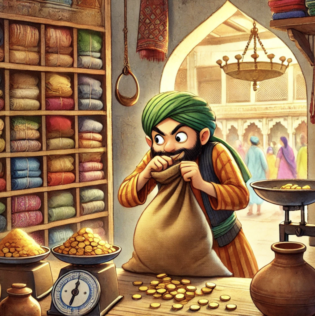 tenali rama and the greedy merchant story merchant stealing coins