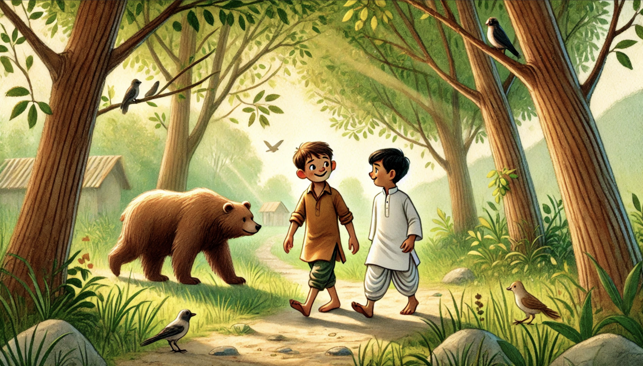 The Two Friends and the Bear Story in English with Moral for Kids ...