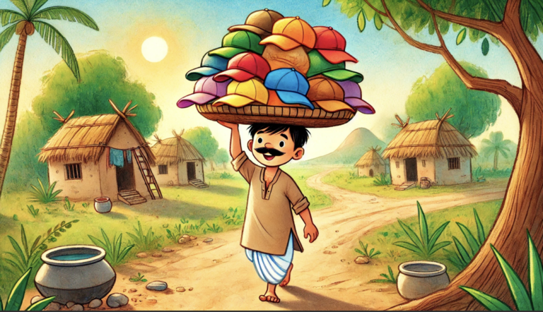 Cap Seller Walking to Village