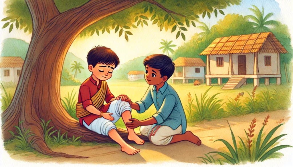 child falling while playing outside ugadi day illustration
