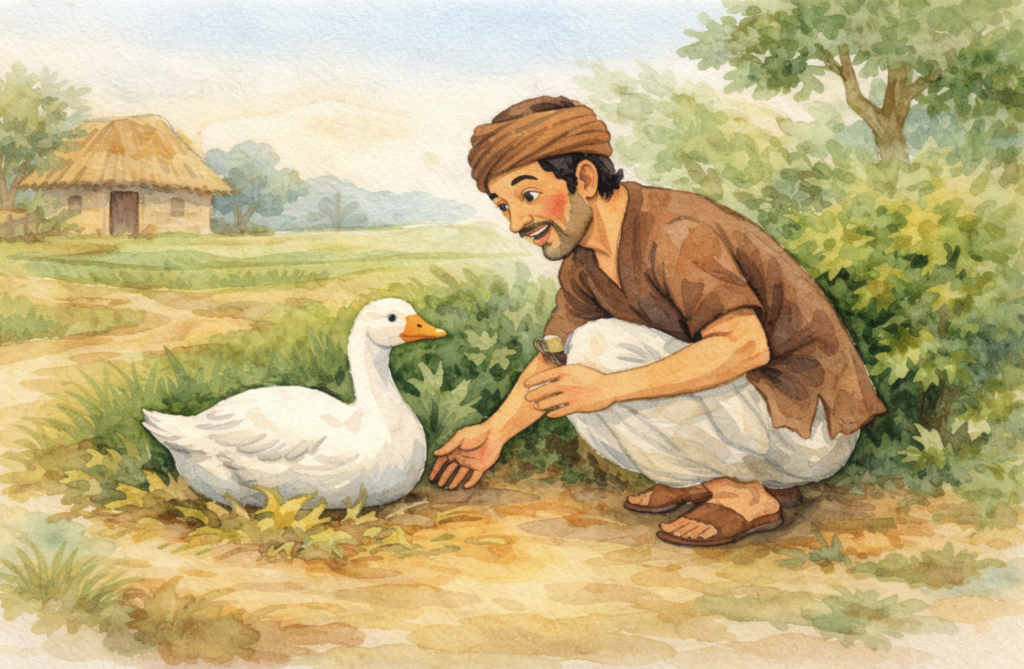 goose that laid the golden eggs story farmer finds goose