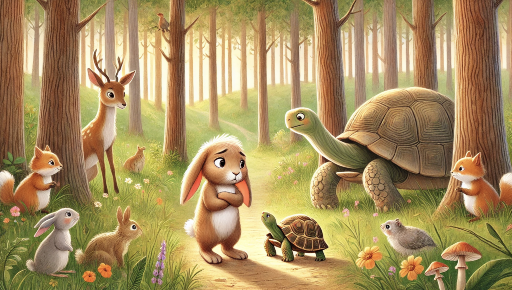 ortoise winning race against hare moral story illustration