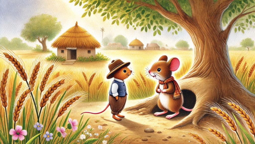 town mouse visiting country mouse countryside story scene