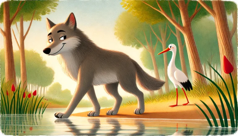 Wolf and the Crane Story in English image