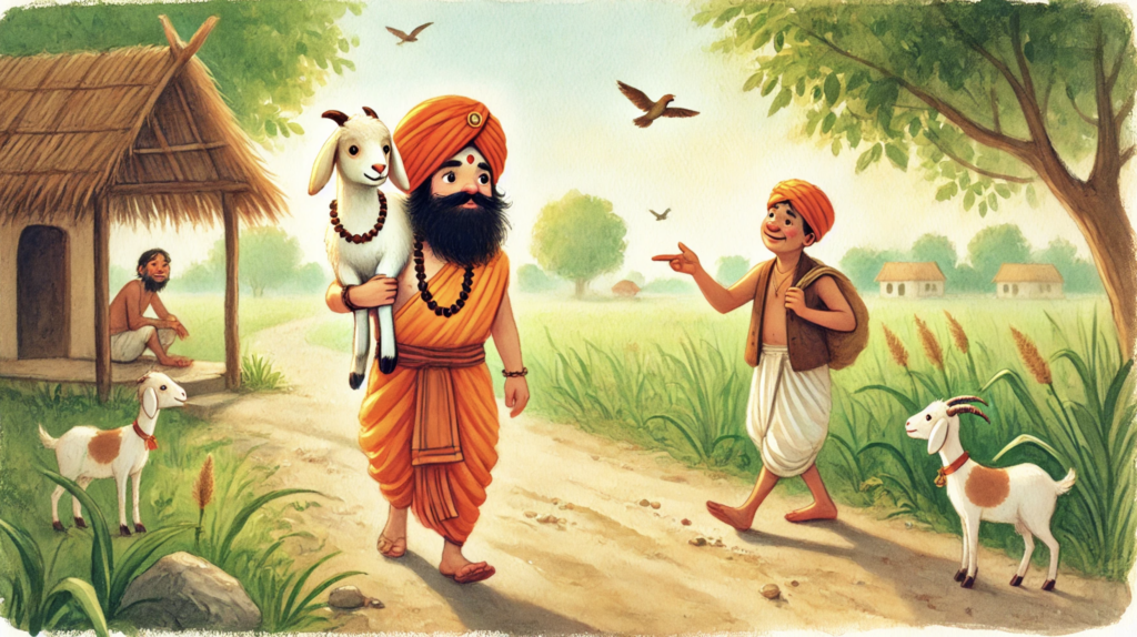 second trickster confusing brahmin about goat illustration