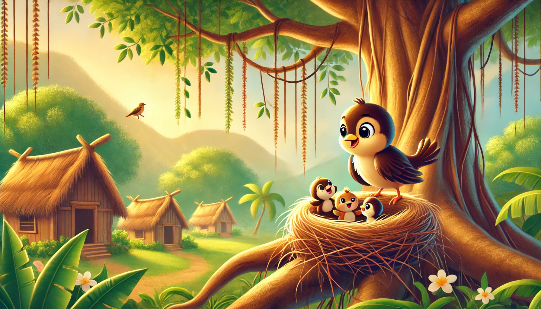 brave little sparrow story illustration