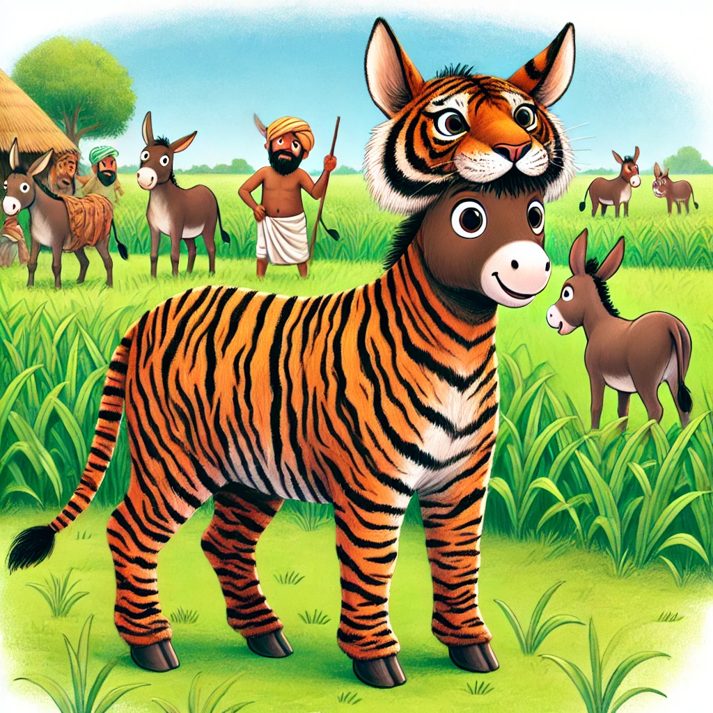 Donkey disguised as tiger scaring farmers
