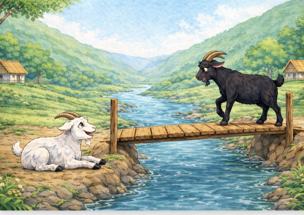 Goats helping each other