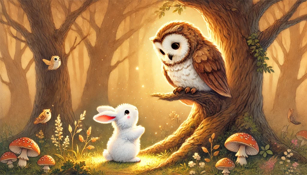rabbit talking to wise owl