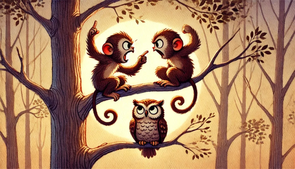 two monkey fighting in forest