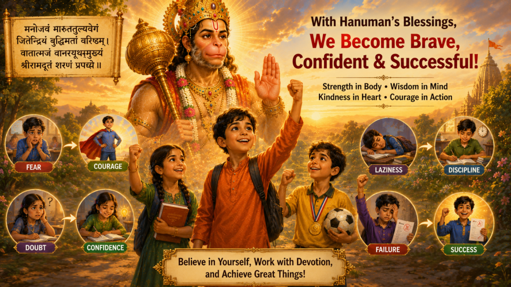 Lord Hanuman teaching bravery and determination