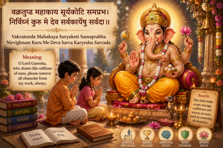 10 Easy Sanskrit Slokas with Meaning in English for Kids